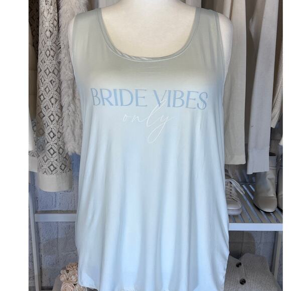 Ms. to Mrs. Tops - Ms. to Mrs. Womens Sz 3X Bride Vibes Only Light Blue Bridal Racerback Tank #0182